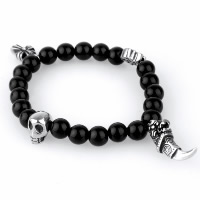 Men Bracelet, Black Agate, with Titanium Steel, natural, charm bracelet & for man & blacken, 8mm Approx 8 Inch 