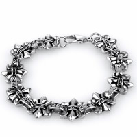 Titanium Steel Bracelet, Fleur-de-lis, for man & blacken, 14mm Approx 8 Inch 