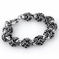 Titanium Steel Bracelet, Flower, for man & blacken, 14mm Approx 8 Inch 