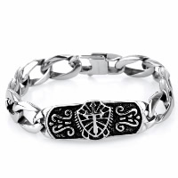 Titanium Steel Bracelet, Cross, curb chain & for man & blacken, 14.50mm Approx 8 Inch 