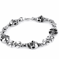 Titanium Steel Bracelet, Skull, for man & blacken, 12.50mm Approx 8 Inch 