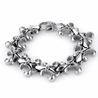 Titanium Steel Bracelet, Fleur-de-lis, for man & blacken, 10.50mm Approx 8 Inch 