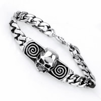 Titanium Steel Bracelet, Skull, curb chain & for man & blacken, 20mm Approx 8 Inch 