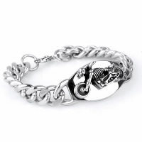 Titanium Steel Bracelet, Skull, curb chain & for man & blacken, 24mm Approx 8.5 Inch 