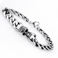 Titanium Steel Bracelet, Skull, curb chain & for man & blacken, 11mm Approx 8.2 Inch 