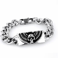 Partículas de acero Pulsera, Calavera, cadenilla & para hombre & ennegrezca, 18.50mm, longitud:aproximado 8 Inch, Vendido por Sarta