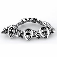 Partículas de acero Pulsera, Calavera, para hombre & ennegrezca, 23mm, longitud:aproximado 8.2 Inch, Vendido por Sarta