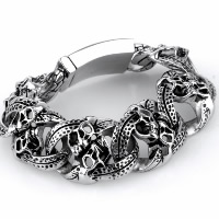 Acier titane bracelet, crane, chaîne marine & pour homme & martelé & noircir, 26.80mm Environ 9.5 pouce, Vendu par brin