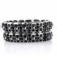 Acier titane bracelet, Croix avec tête de mort, pour homme & noircir, 33.50mm Environ 9.2 pouce, Vendu par brin