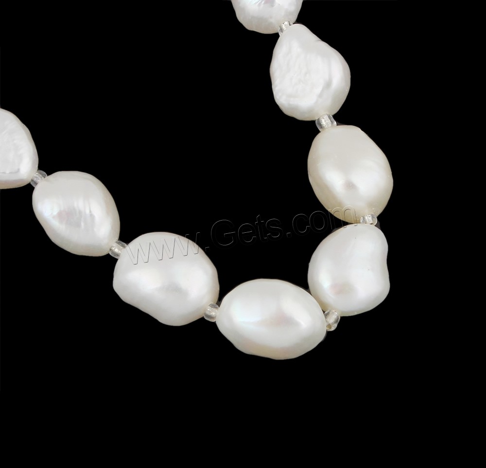 Collar de Perlas Natural de Freshwater, Perlas cultivadas de agua dulce, con Rocallas de vidrio, latón cierre, Barroco, longitud diferente para la opción & diferentes estilos para la opción, Blanco, 10-11mm, Vendido por Sarta