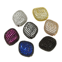 Cuentas Zirconia micro pavimenta cúbicos, metal, Rombo, chapado, micro arcilla de zirconia cúbica, más colores para la opción, 17x20x9mm, agujero:aproximado 2mm, Vendido por UD