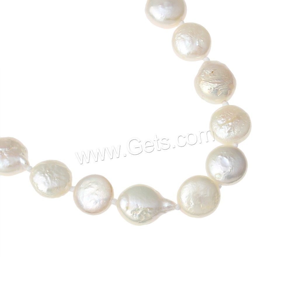 Naturel perles d'eau douce Sautoir, perle d'eau douce cultivée, pièce de monnaie, longueur différente pour le choix, blanc, 8-9mm, Vendu par brin