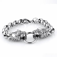 Acier titane bracelet, dragon, chaîne Rolo & pour homme & noircir, 15.50mm Environ 8.2 pouce, Vendu par brin