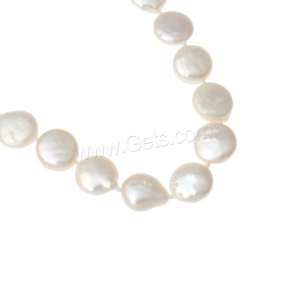 Collar de Perlas Natural de Freshwater, Perlas cultivadas de agua dulce, latón cierre, Moneda, longitud diferente para la opción & diferentes estilos para la opción, Blanco, 10-11mm, Vendido por Sarta