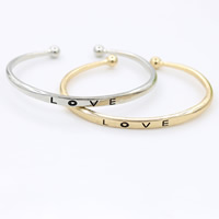 Zinc Alloy Cuff Bangle, word love, plated, enamel nickel, lead & cadmium free, 65mm, Inner Approx 60mm Approx 7 Inch 