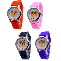 Reloj de Pulsera de mujeres, aleación de zinc, con Vidrio & silicona, movimiento chino, chapado en color dorado, para mujer & con diamantes de imitación & polvo colorido, más colores para la opción, 35mm, longitud:aproximado 9.8 Inch, Vendido por UD