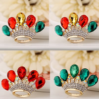 cristal Broche, alliage de zinc, avec cristal, couronne, Placage de couleur d'or, facettes & avec strass, plus de couleurs à choisir, protéger l'environnement, sans nickel, plomb et cadmium Vendu par PC