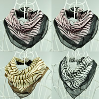 Square Scarf, Chiffon, stripe, mixed colors 