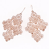 Zinc Alloy Drop Earring, iron earring hook, Flower, gold color plated, nickel, lead & cadmium free 