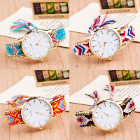 Folk-Stil Weben Watch, Zinklegierung, mit Wolle & Glas, chinesische Bewegung, goldfarben plattiert, gewebte Muster, keine, 38mm, Länge:ca. 9.8 ZollInch, verkauft von PC