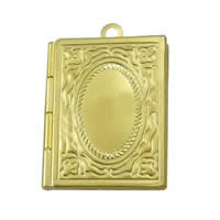 Brass Locket Pendants, Rectangle, plated 