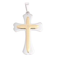 Stainless Steel Cross Pendants, plated, two tone Approx 