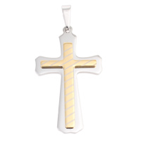 Stainless Steel Cross Pendants, plated, two tone Approx 