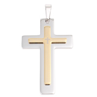 Stainless Steel Cross Pendants, plated, two tone Approx 