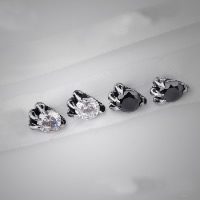 Titanium Steel Stud Earring, Claw, with rhinestone & blacken 