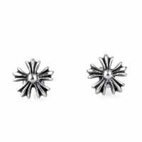 Titanium Steel Stud Earring, Flower, blacken, 12.50mm 