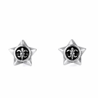 Titanium Steel Stud Earring, Star, blacken, 12.50mm 