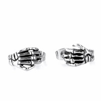 Titanium Steel Stud Earring, Hand, blacken, 8.80mm 