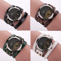 Reloj Wrap, aleación de zinc, con Cuero de vaca & Vidrio, movimiento chino, chapado, 2-sarta, más colores para la opción, 40mm, 18mm, longitud:aproximado 15.7 Inch, Vendido por Sarta