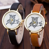 Reloj de Pulsera de mujeres, aleación de zinc, con Cuero de vaca & Vidrio, movimiento chino, chapado en color dorado, ajustable, más colores para la opción, 25mm, 12mm, longitud:aproximado 8.7 Inch, Vendido por UD