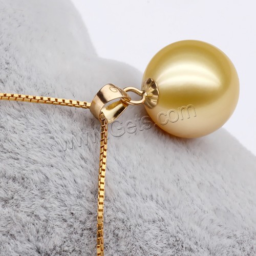 Golden South Sea Pearl Pendant, with Brass, Round, natural, different size for choice, Hole:Approx 2-7mm, Sold By PC