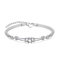 Pulsera de la joyería comeon®, metal, con 2lnch extender cadena, chapado en plata real, cadena de acoplamiento & con circonia cúbica, 6mm, longitud:aproximado 8 Inch, Vendido por Sarta