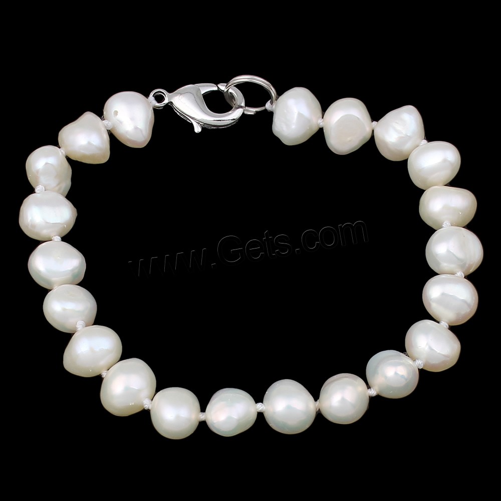 Cultured Freshwater Pearl Bracelets, brass clasp, Baroque, natural, different styles for choice, more colors for choice, 8-9mm, Length:Approx 7.5 Inch, Sold By Strand