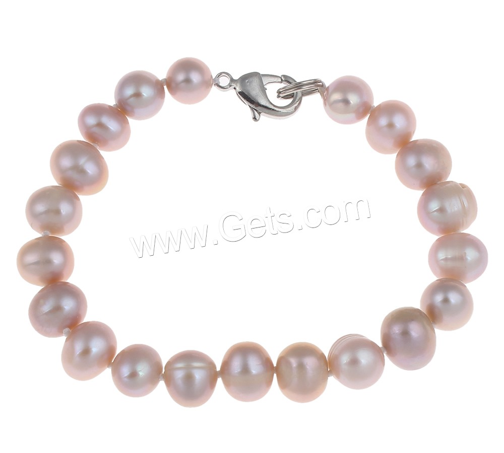 Cultured Freshwater Pearl Bracelets, brass clasp, Potato, natural, different styles for choice, more colors for choice, 8-9mm, Length:Approx 7.5 Inch, Sold By Strand