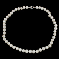 Natural Freshwater Pearl Necklace, brass clasp, Potato  white, 8-9mm 