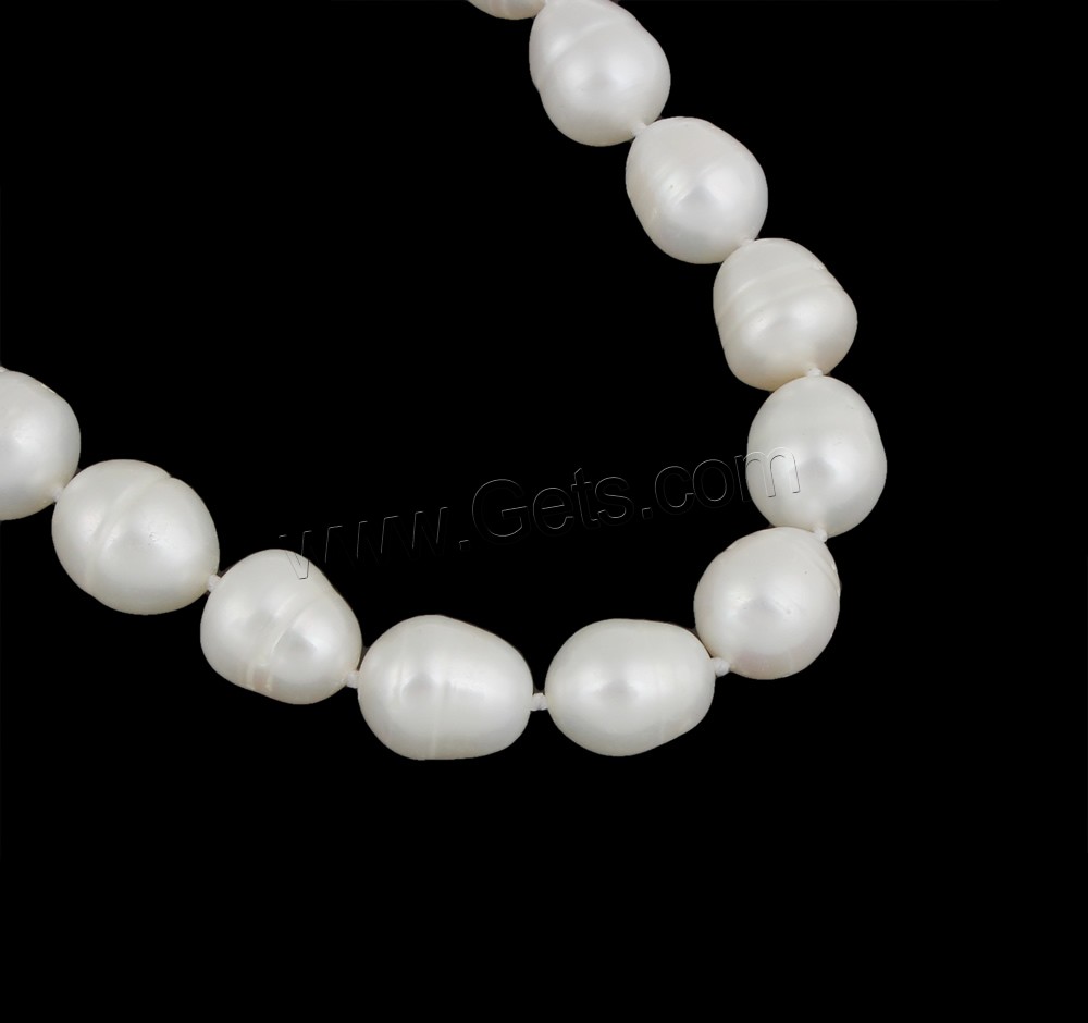 Collar de Perlas Natural de Freshwater, Perlas cultivadas de agua dulce, latón cierre, Patata, longitud diferente para la opción & diferentes estilos para la opción, Blanco, 8-9mm, Vendido por Sarta