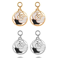 Enamel Zinc Alloy Drop Earring, stainless steel post pin, Flower, plated, with rhinestone nickel, lead & cadmium free 