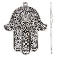 Pendentif la main fatma en alliage de zinc , Mal Hamsa yeux, Plaqué de couleur d'argent, Islam bijoux, protéger l'environnement, sans nickel, plomb et cadmium Environ 1mm, Vendu par PC