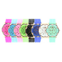 Reloj de Pulsera de mujeres, aleación de zinc, con Vidrio & silicona, movimiento chino, chapado, ajustable & para mujer & con diamantes de imitación, más colores para la opción, 40x9mm,20mm, longitud:aproximado 9.1 Inch, Vendido por UD