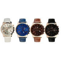 Unisex Wrist Watch, Zinc Alloy, with PU Leather & Glass, Chinese movement, plated, adjustable 20mm Approx 9.4 Inch 