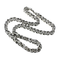 Stainless Steel Chain Necklace, byzantine chain, original color, 7mm Approx 21.5 Inch 