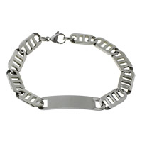 Bracelet de tôles d'acier inoxydable ID, chaîne de Valentino, couleur originale Environ 8.5 pouce, Vendu par brin