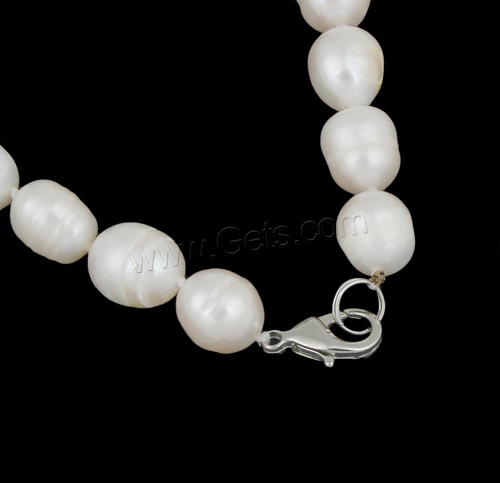 Collar de Perlas Natural de Freshwater, Perlas cultivadas de agua dulce, latón cierre, Arroz, longitud diferente para la opción & diferentes estilos para la opción, Blanco, 10-11mm, Vendido por Sarta