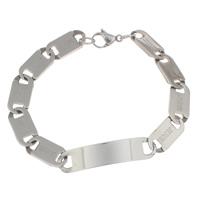 Bracelet de tôles d'acier inoxydable ID, jeus de mot, chaîne de Valentino, couleur originale Environ 8.5 pouce, Vendu par brin