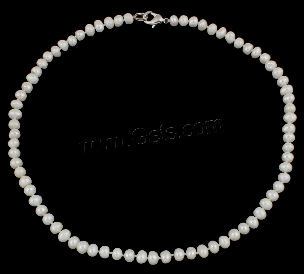 Natural Freshwater Pearl Necklace, brass clasp, Button, different length for choice & different styles for choice, white, 6-7mm, Sold By Strand