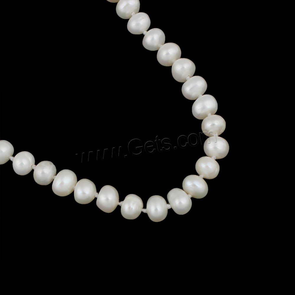 Natural Freshwater Pearl Necklace, brass clasp, Button, different length for choice & different styles for choice, white, 6-7mm, Sold By Strand